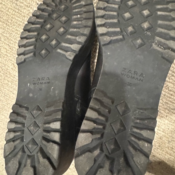 Zara Black Combat Boots with Red Stripe - Picture 5 of 5